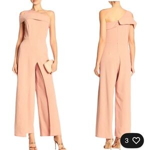 MARINA One-Shoulder Blush Jumpsuit
